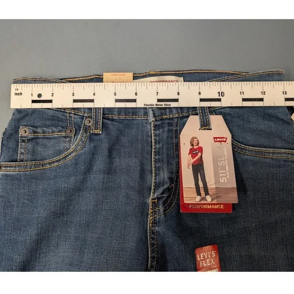NWT Levis 511 Slim Performance Jeans Kids Size 14 Reg 27x29 Blue - Picture 7 of 15